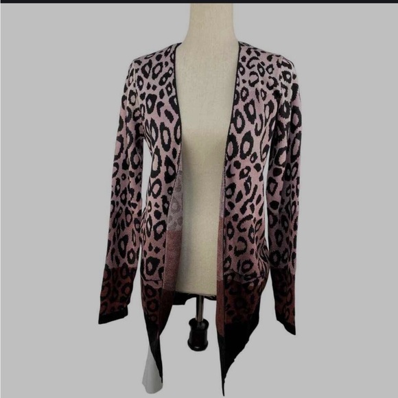 Pink and Black Leopard Cardigan Sweater - Picture 1 of 2
